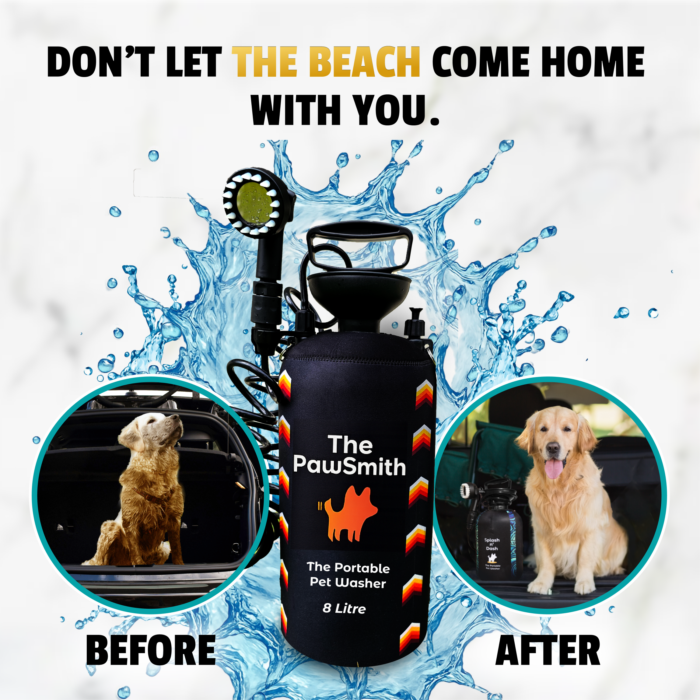 Portable Dog Washer | 8L Shower Kit with Brush Head