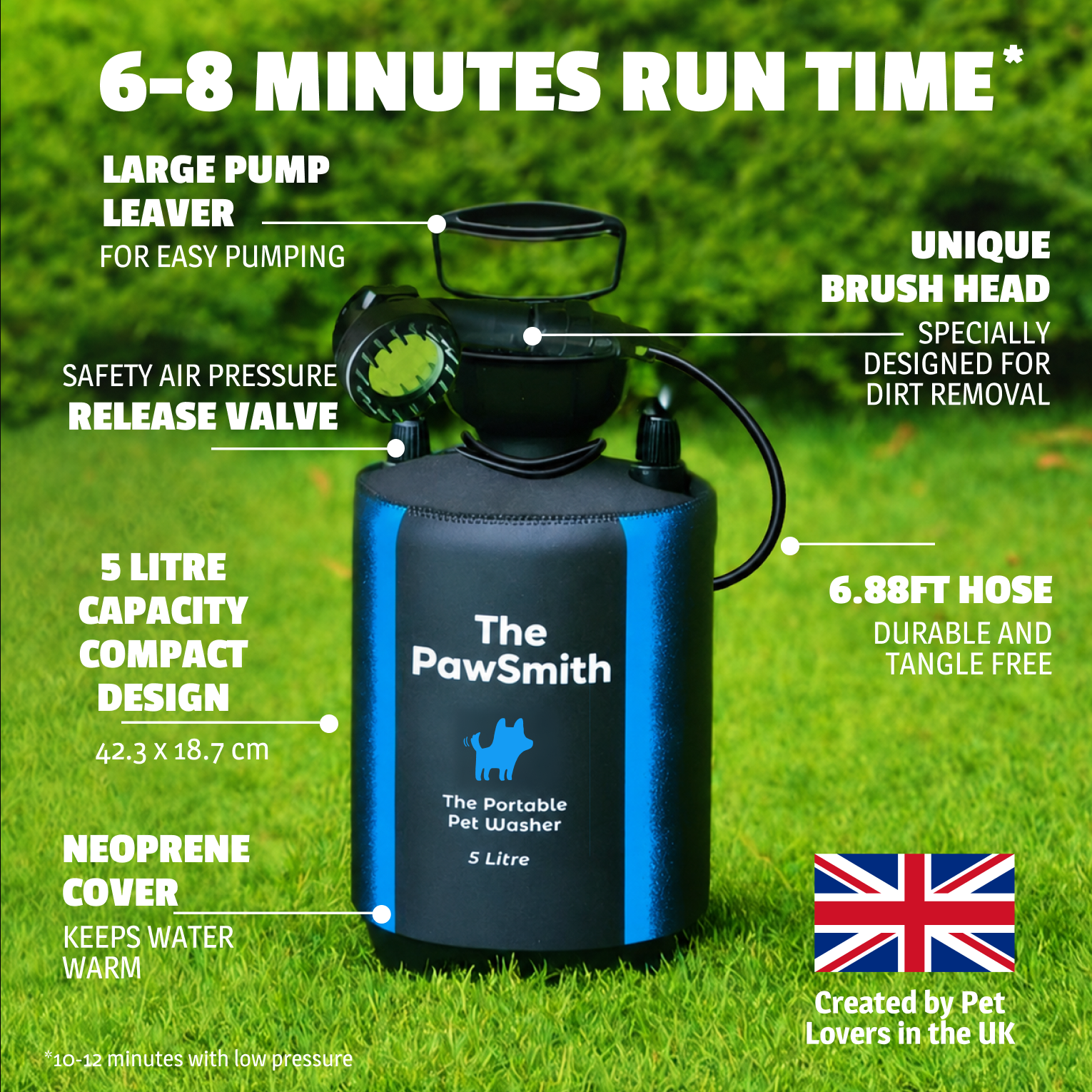 Portable Dog Washer | 5L Shower Kit with Brush Head