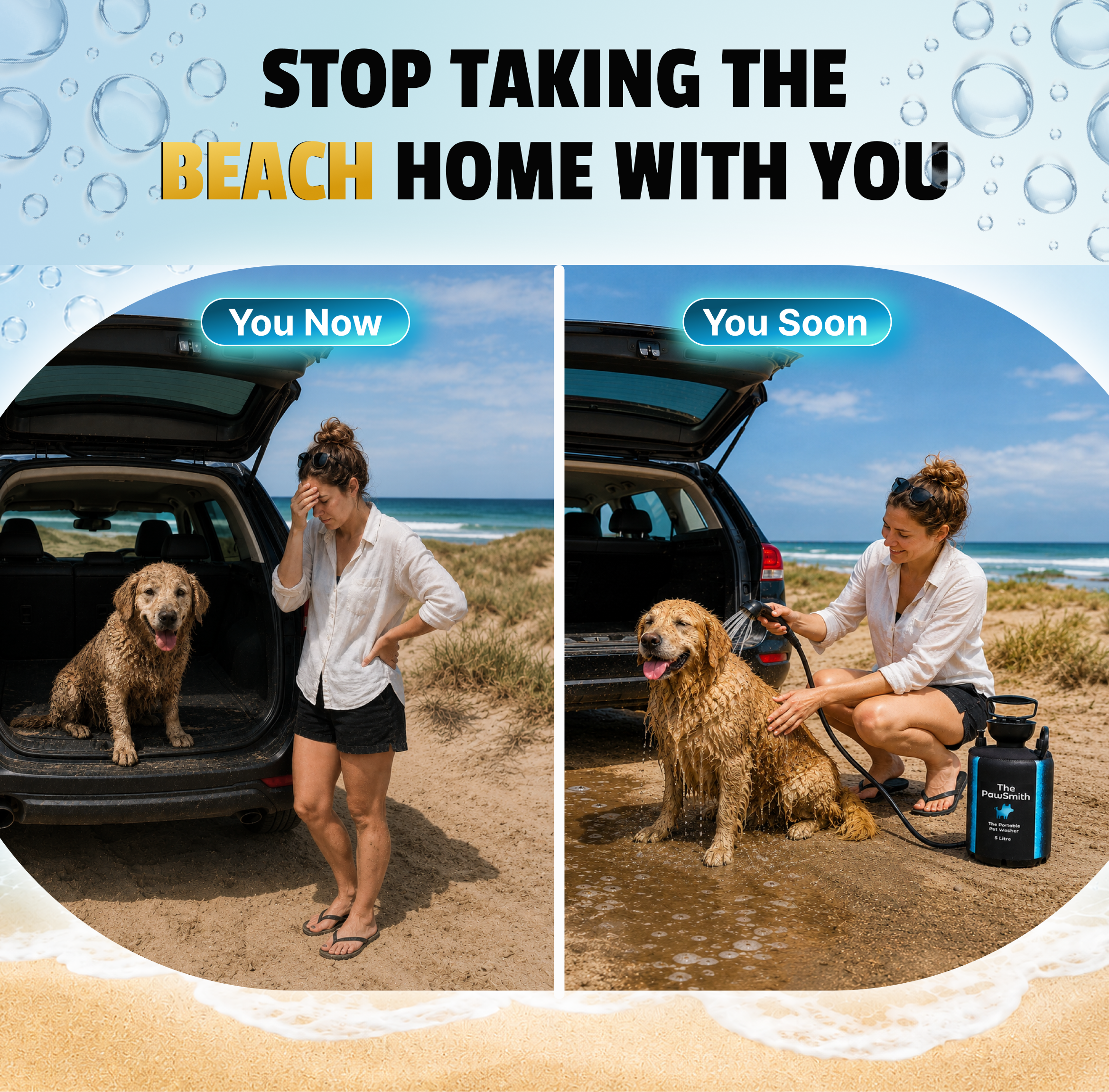 Portable Dog Washer | 5L Shower Kit with Brush Head