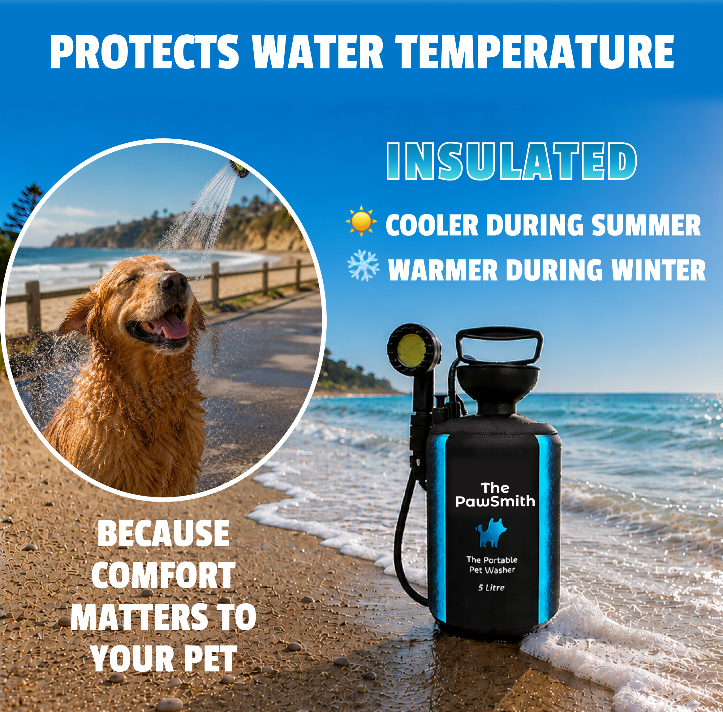Portable Dog Washer | 5L Shower Kit with Brush Head