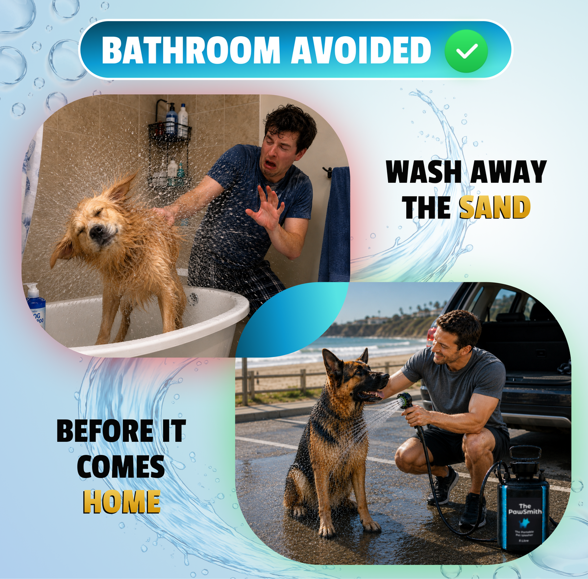 Portable Dog Washer | 5L Shower Kit with Brush Head