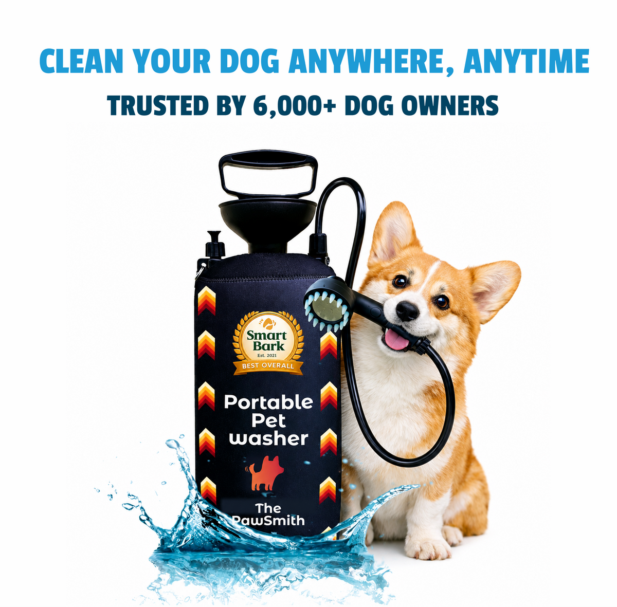Portable Dog Washer | 8L Shower Kit with Brush Head