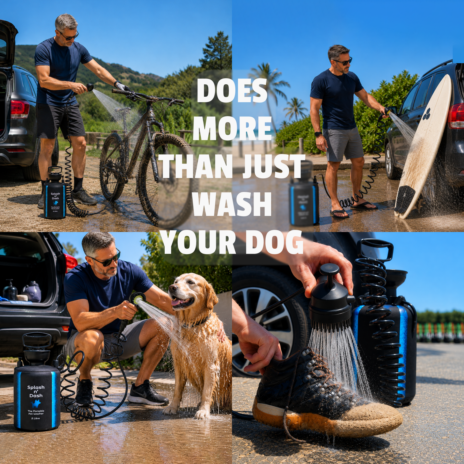 Portable Dog Washer | 5L Shower Kit with Brush Head